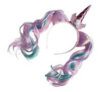MCAOAL Thème cornes avec cornes à paillettes Bandeau à oreilles avec perruques pour filles Beau personnage de dessin animé Thèmes Bandeau pour enfants Fête d'anniversaire