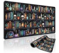 Mcapirivo Gothic Library Grand tapis de souris de jeu 80 x 40 cm | Bibliothèque vintage XXL, base en caoutchouc antidérapant et bords cousus - Tapis de souris imperméable étendu pour PC/ordinateur