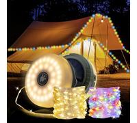 Mcbazel 10m Lumières LED Solaires pour Camping avec Télécommande, Lumières Magiques Étanches pour Extérieur/Tente/Jardin/Caravane, Idéales pour Halloween et Noël, 5 Modes, Charge USB-C/Solaire, IP44