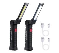 Mcbazel 2 Pack Lampe de Travail Lampe de Poche Rechargeable USB COB Torche 360° Rotative Lampe de Poche Rechargeable COB 5 Modes avec Clip Magnétique pour Camping/Voiture Garage/D'urgence/Extérieur