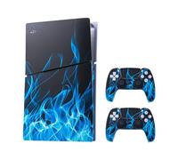 Mcbazel Autocollant antidérapant Autocollant en Vinyle Peau Couverture Plaques adhésives Autocollantes pour PS5 Slim d'origine Uniquement-Blue Flame