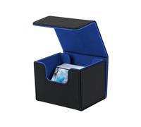 Mcbazel Boîte de Rangement pour MTG Cartes, Deck Box Rangement pour 100+ Cartes à Manches Simples, Support de Cartes pour Cartes TCG, étui de Rangement en Cuir PU per Deck Case - Noir/Bleu