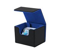 Mcbazel Boîte de Rangement pour MTG Cartes, Deck Box Rangement pour 100+ Cartes à Manches Simples, Support de Cartes pour Cartes TCG, étui de Rangement en Cuir PU per Deck Case - Noir/Bleu