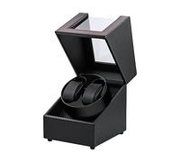 Mcbazel Boîte de Remontoir Double Montre, USB-DC Charge Double Remontoir Automatique En Fiber De Carbone Double Boîte De Montre Rotative - Noir/Rouge