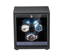 Mcbazel Boîte Remontoir Automatique Ultra Silencieux, 4 Modes de Rotation avec Lumière LED Bleue, Montre Programmable pour 3 Montres, Boîte de Rangement Alimentée par USB avec Oreillers en Mousse