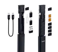Mcbazel Budi Boîtier de Stockage de Carte SIM et de Câble de Données de Voyage 9-en-1 Stockage de Carte SD USB Compact Data Line avec Adaptateur de Charge et de Transfert Type-C/Micro USB/Câble USB-C