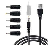 Mcbazel Câble d’Alimentation USB vers DC 1M avec 5 Connecteurs Interchangeables 5.5x2.5mm/4.0x1.7mm/3.5x1.35mm/3.0x1.0mm/2.5x0.7mm, Flexible Compatible avec Bandes LED, Caméras, Imprimantes 3D, Routeu