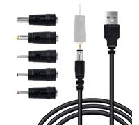 Mcbazel Câble d’Alimentation USB vers DC 98CM avec 5 Connecteurs Interchangeables 5.5x2.5mm/4.0x1.7mm/3.5x1.35mm/3.0x1.0mm/2.5x0.7mm,Flexible Compatible avec Bandes LED,Caméras, Imprimantes 3D,Routeu
