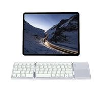 Mcbazel Clavier Bluetooth Pliable et Rechargeable,Clavier Triple sans Fil Pliable et Portable avec pavé Tactile pour Appareil Mobile Compatible avec Tablette/Téléphone/PC - Blanc (Disposition US)
