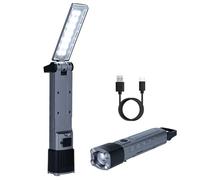 Mcbazel COB Lampe de Travail Rechargeable LED, 3 Sources de Lumière & 6 Modes, Lampe de Poche COB avec Zoom Continu, Base Magnétique et Crochet Pliables à 210°, Étanche pour Réparation et Camping - Ar