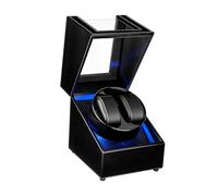 Mcbazel Double Remontoir de Montre, Boîte à Montre à Double Position en Cuir PU, 5 Modes de Rotation Automatique, Boîte de Rangement avec Chargement USB et Lumière LED Bleue - Noire