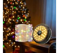 Mcbazel Guirlande Lumineuse de Camping de Noël, Lampe de Camping Extérieure Rechargeable Rétractable de 12M, Lumières LED Ambiance de Noël et Camping IP67 Étanche pour Extérieur/Intérieur