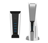 Mcbazel Hub 5 Ports PS5 Digital/UHD : 4xUSB 2.0 + 1xUSB-Type-C 3.1, Haute Vitesse, Transfert données Charge Rapide. Compatible Seulement PS5 CFI-1000/1100/1200, Pas pour PS5 Slim - Noir