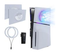 Mcbazel LED RGB Strip avec Trou de Refroidissement, Plaque Frontale de Remplacement, 2 Ports USB Hub, Accessoires de Jeu pour PS5 Slim Disc/Digital Edition - Blanc.(Non pour PS5/PS5 Pro)