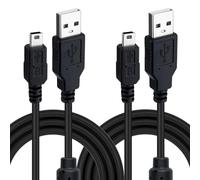 Mcbazel Lot de 2 Câbles de Charge et de Connexion USB vers Mini USB de 3 Mètres pour Manette DualShock pour PS3/Gamepad/Appareil à Port Mini avec Anneau Magnétique Anti-Interférences - Noir