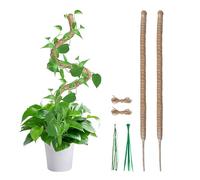 Mcbazel Lot de 2 poteaux en mousse de coco pliables de 60 cm pour plantes grimpantes, support pour plantes grimpantes, support pour plantes monstera d'intérieur et d'extérieur avec attaches de câble