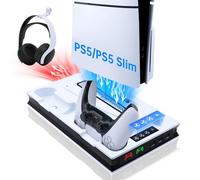 Mcbazel PS5/PS5 Pro/PS5 Slim Support de Refroidissement et de Chargement 3 Vitesses Réglable LED Magnétique Double Chargeur pour Manette ps5 Compatible avec PS5/PS5 Slim UHD/Digital/PS5 Pro