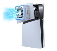 Mcbazel PS5 Slim Façade Plaque Ventilateur de Refroidissement avec Lumière RVB,Dissipation Thermique à 3 Vitesses Compatible avec PS5 Slim Digital/Disc Edition - Blanc(Non pour PS5/PS5 Pro)