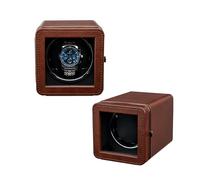 Mcbazel Remontoir Automatique pour Montre Simple - Moteur Ultra Silencieux avec Lumière LED, 4 Modes de Rotation, Boîte en Cuir PU, Affichage à 90° pour Montres/Alimenté par USB - Marron
