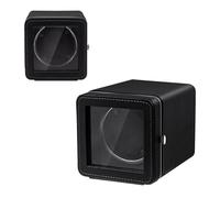 Mcbazel Remontoir Automatique Rotatif pour Montre, Boîtier de Remontoir Automatique Unique Élégant, Moteur Silencieux, 4 Modes de Rotation, Boîte en Cuir PU Rectangulaire avec Lumière LED - Noir
