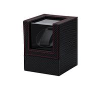 Mcbazel Remontoir de Montre pour Montres Automatiques,Boîte De Remontoir De Montre Unique Boîtier De Montre en Cuir PU en Fibre De Carbone avec Prise UE - Noir Rouge
