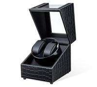 Mcbazel Remontoir Montre Automatique Cuir Boîte de Remontoir à Double Montre,USB-DC Chargeant le Double Ecrins pour Montres Automatiques d'unité Rotative à Silencieux 2 Mode Rotation
