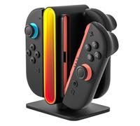 Mcbazel Station de Charge 4-en-1 pour JoyCon Switch 2 Poignée avec Effets RGB, Fixation Magnétique et Protection Sécurisée pour Manettes Switch 2 - Noir