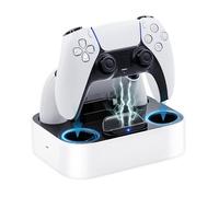 Mcbazel Station de Charge Manette PS5,PS5 Chargeur Double de Charge Protection Contre la Surchauffe Station de Chargement Triple Protection avec Voyant LED pour PlayStation 5 DualSense Manette -Blanc
