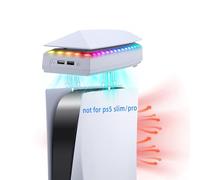 Mcbazel Station de Refroidissement pour PS5 Réglable à 3 Vitesses RGB Ventilateur de Refroidissement Housse Anti-Poussière avec Ports USB 2.0 pour pour PS5 Disc/Digital Edition(Pas pour PS5 Slim/Pro)
