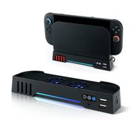 Mcbazel Support de Dock pour Switch 2 avec Ventilateur de Refroidissement RGB, Vitesse Réglable à 3 Niveaux, Support de Rangement pour Cartes de Jeu, Ports USB pour Chargement pour Console Switch 2