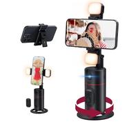 Mcbazel Trépied de Téléphone à Suivi Automatique du Visage avec 2 Lampes à Selfie, Support de Perche Selfie Rotatif Intelligent à 360 °,Support Contrôle Distance/Gestuel/Stabilisateur de Cardan Noir