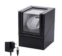 Mcbazel Watch Winder Boîte de Remontoir de Montre Automatique PU Cuir Simple Affichage de Montre Automatique Stockage de Montre Ecrins pour Montres Automatiques Moteur Silencieux avec Prise UE - Noir