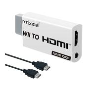 Mcbazel Wii HDMI Adaptateur avec 1,5M Câble 1080P,Convertisseur de Signal Vidéo Audio 1080P Full HD avec Audio Stéréo 3,5 mm pour Console Wii,Moniteur HDMI,Télévision Projecteur Vidéo