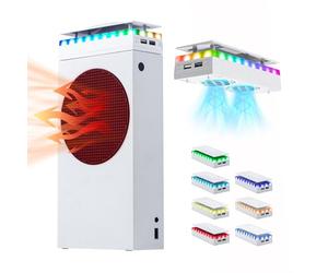 Mcbazel Xbox Series S Ventilateur de Refroidissement Housse Anti-Poussière avec 7 Effets d'éclairage RVB, Support 3 Vitesses/USB Data Transfer/Charging Port Dual Cooler pour Xbox Series S - Blanc