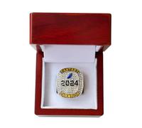 MCBEAN Bague de Championnat de Football Fantastique 2024 avec boîtes en Bois, bagues de Champion de la Ligue FFL de Rugby, Cadeaux Souvenirs pour Amis Fans, Ornements d'armoires de Bureau