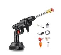 Lave-Auto Haute Pression sans Fil, Pistolet À Eau De Pulvérisation De Voiture 12 V avec Tuyau De 5 M, 3 Types d'eau Réglables, Distance De Pulvérisation Maximale Jusqu'à 10 M, pour L'arrosage