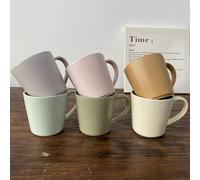 McBecdy Lot de 6 tasses à café - 400ml Grande Tasse Set - Tasse en céramique moderne Matt - Mugs et à Café avec anse - Ensembles de mugs texturés - Passe au micro-ondes - Multicolore