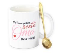 McBecdy Tasse à café avec cuillère - Cadeau de Noël pour grand-mère - 380 ml - Pour anniversaire, fête des mères, Noël (coffret cadeau de grand-mère)