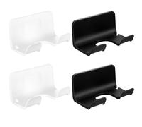 McBlast 4 Pcs Support Sèche-Cheveux Mural sans Perçage Blanc Noir | Adhésif Fort, Idéal pour Salle de Bain, Coiffeurs, Hôtels, Installation Rapide, Design Moderne
