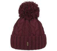McBURN Bonnet a Pompon Giant Femme - Made in Italy pour l'hiver Bonnets à en Tricot avec Revers, Doublure, Doublure Automne-Hiver - Taille Unique Bordeaux