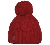 McBURN Bonnet a Pompon Giant Femme - Made in Italy pour l'hiver Bonnets à en Tricot avec Revers, Doublure, Doublure Automne-Hiver - Taille Unique Rouge