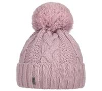 McBURN Bonnet a Pompon Giant Femme - Made in Italy pour l'hiver Bonnets à en Tricot avec Revers, Doublure, Doublure Automne-Hiver - Taille Unique vieuxrose