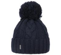 McBURN Bonnet a Pompon Giant Femme - Made in Italy pour l'hiver Bonnets à en Tricot avec Revers, Doublure, Doublure Automne-Hiver - Taille Unique Bleu