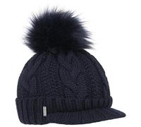 McBURN Bonnet Cable Knit Britta Bonnet en Tricot Bonnet à Pompon (Taille Unique - Bleu foncé)