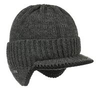 McBURN Bonnet Dinder Peak Pull on Femme/Homme - Made in Italy pour l'hiver en Laine Homme avec Doublure, Doublure Hiver Automne-Hiver - L/XL (58-61 cm) Anthracite