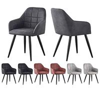 mcc direct Adrian Lot de 2 chaises de Salle à Manger en Daim synthétique avec Pieds en métal Gris