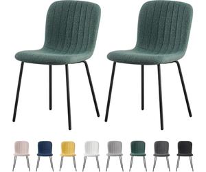 mcc direct Bella Lot de 2 chaises de salle à manger en tissu doux avec assise rembourrée et pieds en métal pour salle à manger, salon et cuisine - Vert