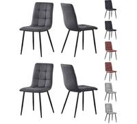 mcc direct Henri Lot de 4 chaises de Salle à Manger Design en Daim synthétique avec Pieds en métal Gris