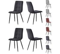 mcc direct Henri Lot de 4 chaises de Salle à Manger en Daim synthétique avec Pieds en métal Noir