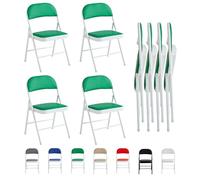 mcc direct Lot de 4 chaises pliantes, chaises pliables en similicuir avec cadre en métal et siège rembourré, faciles à plier et à ranger pour la maison, le bureau, la salle à manger et la réception